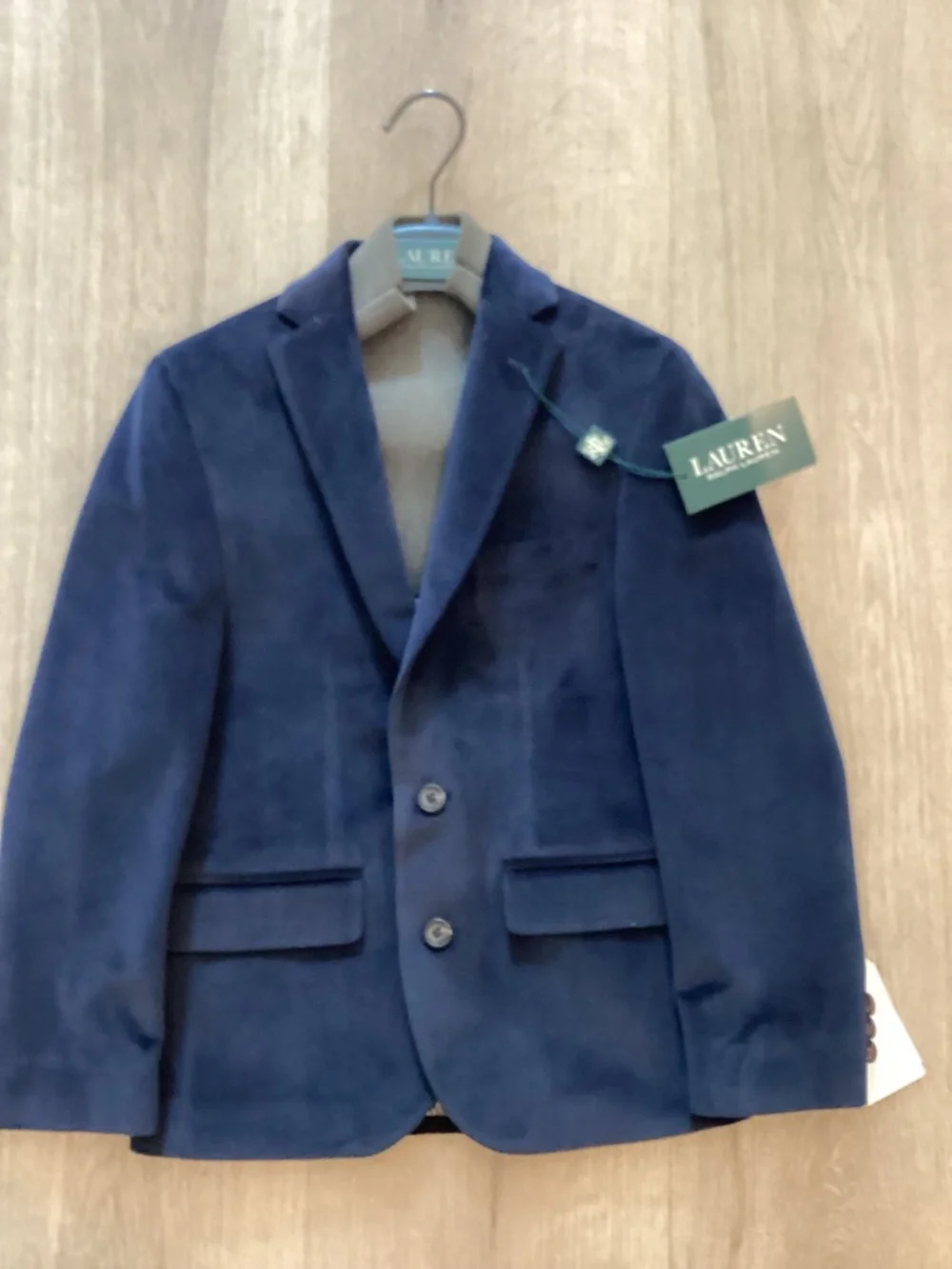 Lauren Ralph Lauren Blue Velvet Blazer Boys Size 10R Navy Button Church Wedding
